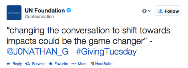 Giving Tuesday Tweet by UN Foundation